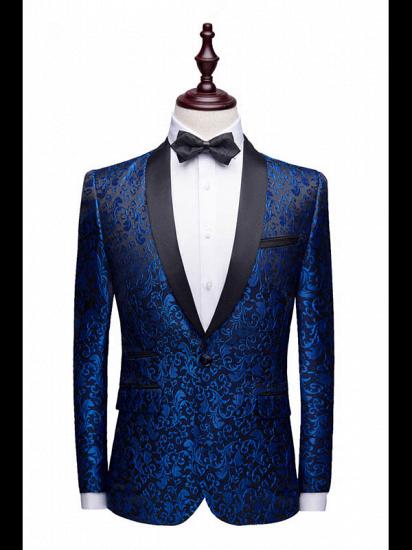 Blue Jacquard Tuxedo Jacket Online | Bespoke Slim Fit Men Suits for Prom_1