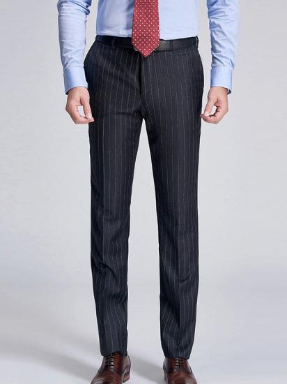 Nehemiah Double Breasted Mens Suits | Stripes Dark Grey Suits for Men_5
