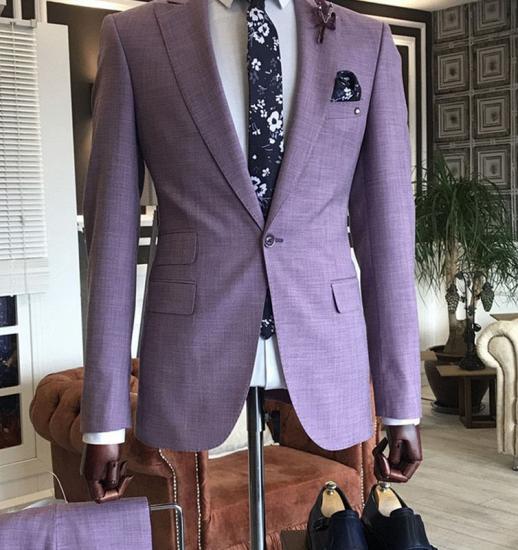 Nathan Unique Purple 2-Pieces Peaked Lapel Slim Fit Prom Suits For Men_1