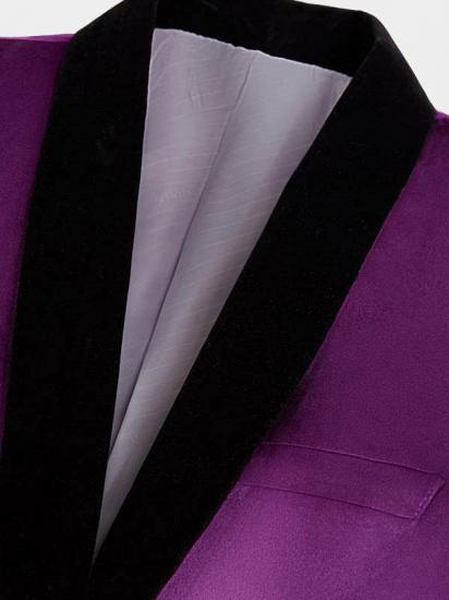 Simple Purple Velvet Men Suit | One Piece Mens Slim Suits_3