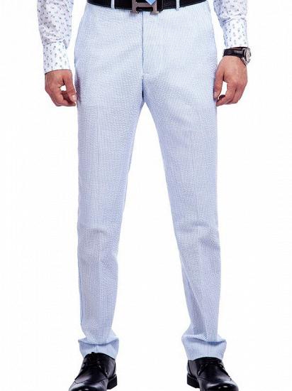 Stylish Blue Stripes Seersucker Leisure Suits for Men_6