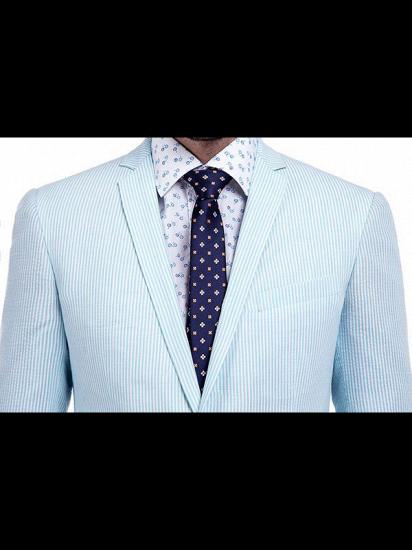 Newly Light Blue Mens Suits | Stripes Seersucker Leisure Suits for Men_3