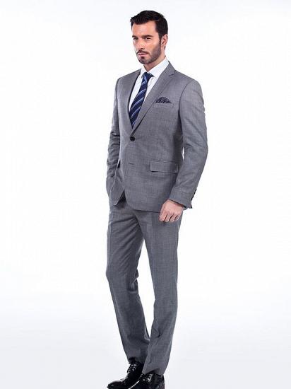 Newly Notch Lapel Two Flap Pockets Grey Slim Fit Mens Suits Online for Business_2