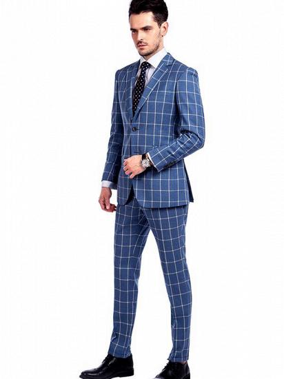 Light-colored Plaid Blue Fashionable Mens Suits for Formal_2