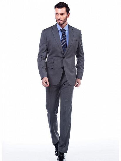 Notch Lapel Two Piece Dark Grey Mens Suits with Three Flap Pockets