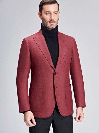 Stylish Red Peak Lapel Patch Pocket Slim Fit New Blazer Jacket for Men_2