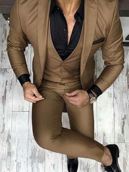 Chocolate Brown Three Piece Prom Men Suits | Fashion Slim Fit Dress Suit
