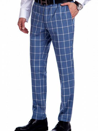 Light-colored Plaid Blue Fashionable Mens Suits for Formal_8