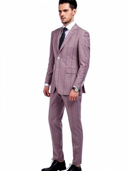 New Coming Plaid Pink Mens Suits with Flap Pocket_2