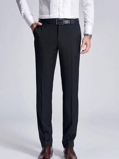 Classic Light Stripes Wedding Pants for Groom | Trey Formal Black Suit Pants_1