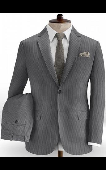 Grey Corduroy Men Suits with Two Pieces | Notched Laple Business Tuxedo_2