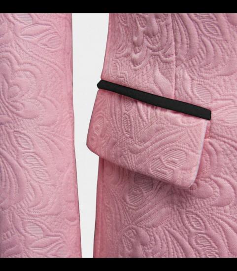 Gorgeous Pink Jacquard Prom Suits | Three Pieces Men Suits with Black Lapel_4
