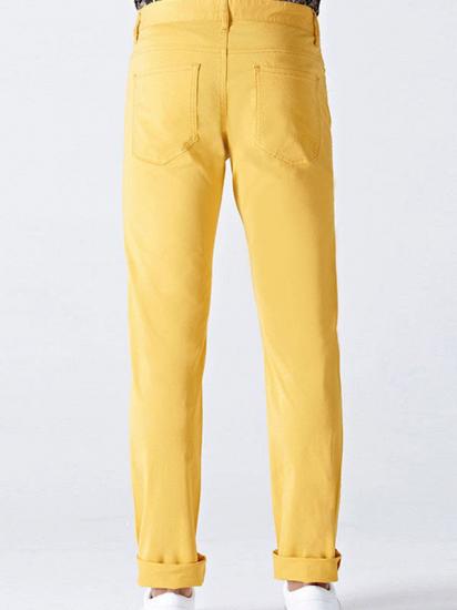Daily Bright Yellow Small Cuff Anti-wrinkle Casual Mens Pants_3