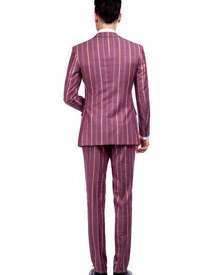 Modern Check Patten Red Purple Mens Suits_3