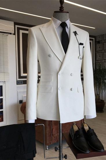 Javion White Double Breasted Slim Fit Stylish Men Suits_1