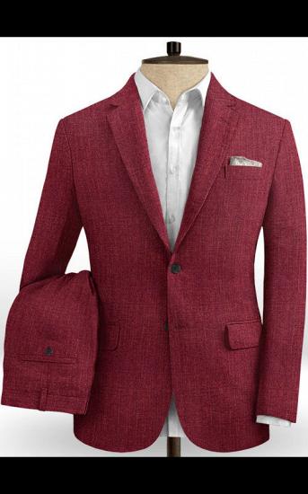 Fashion Red Men Suit Blazer With Two Buttons | Latest Linen Prom Party Tuxedo_2
