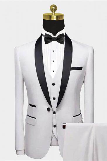 Classic White Wedding Tuxedos with Black Satin Shawl Lapel and Pocket Edge - Will_1