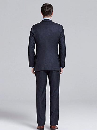 Gentlemanly Grey Grid Peak Lapel Black Suits for Men_3