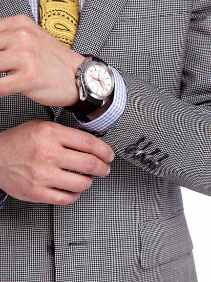 Traditional Grey Houndstooth Mens Suits_6