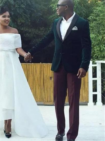 Brian Dark Green Velvet Shawl Lapel Wedding Suits for Men_1