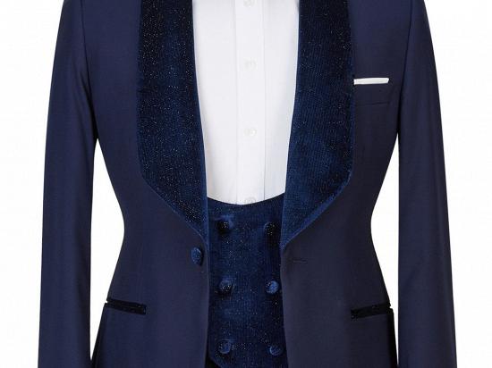 Dylan latest Design Navy Blue Best Fitted Three Pieces Sparkle Men Suits_1