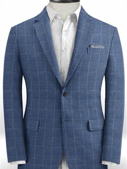 Navy Blue Groomsman Suit | New Arrival Plaid Tuxedo with Two Pieces_1