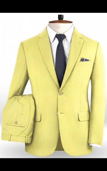 Yellow Fashion Prom Suits | Comfortable Two Pieces Tuxedo for Sale_2