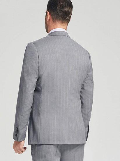 Trent Classic Stripes Grey Suits | Two Buttons Peak Lapel Business Mens Suits_3