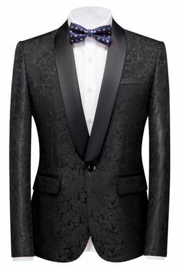 Colin Black Jacquard Classic Shawl Lapel Wedding Men Suits_1