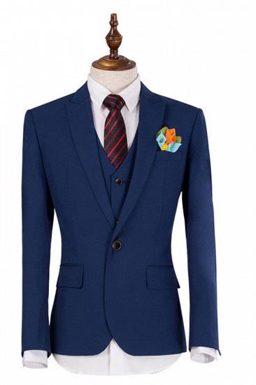 Formal Navy Blue Notch Collar Suit | Three Pieces Slim Fit Men Suits_1