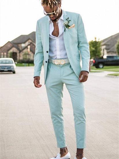 Mint Green Slim Fit Mens Suits Groomsmen Wear | Two Pieces Notched Lapel Formal Prom Suit_1
