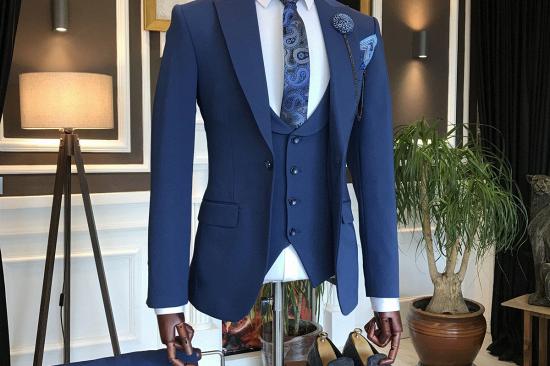Barnett Formal Blue 3-Pieces Slim Fit Men Suits For Business_2