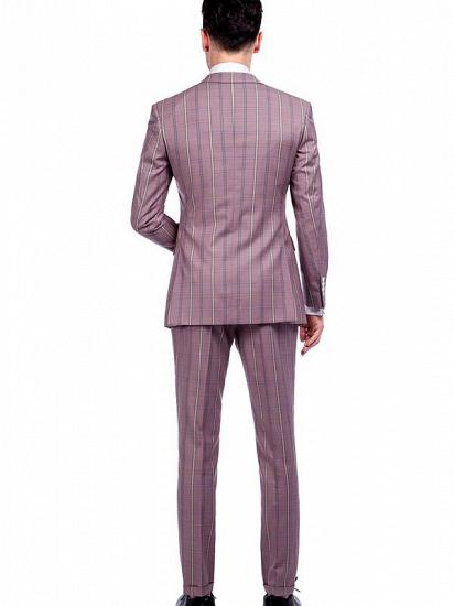 New Coming Plaid Pink Mens Suits with Flap Pocket_3