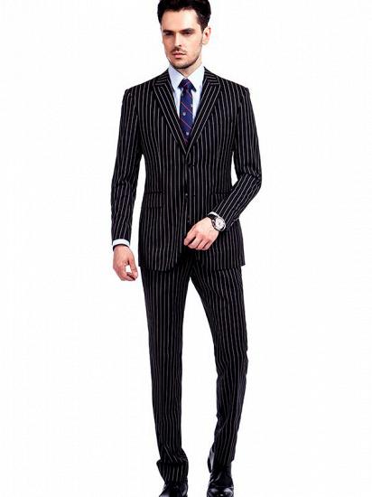 Tristen Modern Stripes Mens Leisure Suits | Black Suits for Prom