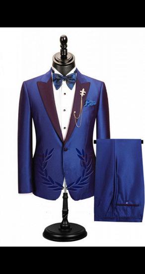 Wesley Blue Peaked Lapel Men Suits for Prom_1