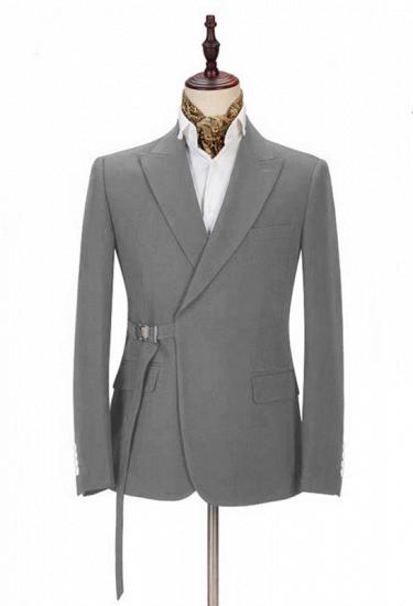 Elegant Dark Gray Men's Formal Suit | Buckle Button Suit for Groomsmen_1