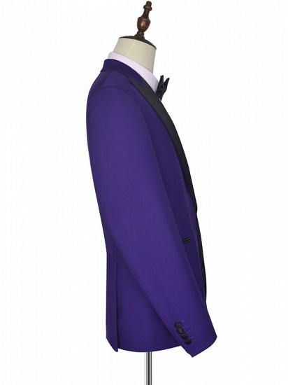 Black Silk Peak Lapel Three Piece Wedding Tuxedos | Mens Suits with Vest for Prom_5