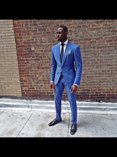 Royal Blue Two Pieces Men Suit | Newest Peaked Lapel Prom Suit_2
