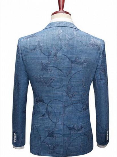 Ocean Blue Wood Business Men Suits Online | Notched Lapel Print Tuxedo_2