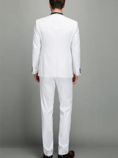 Elegant Men's Two Piece Wedding Groom Suits | Slim Fit Shawl White Tuxedo_2